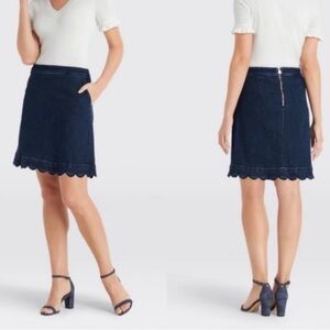 Draper James Scallop-Hem Denim Skirt Size 10